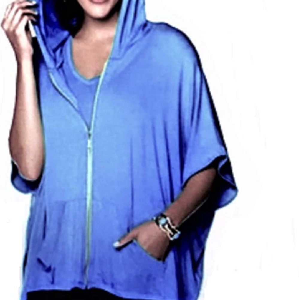 NWT Twiggy London navy blue hooded poncho 1X